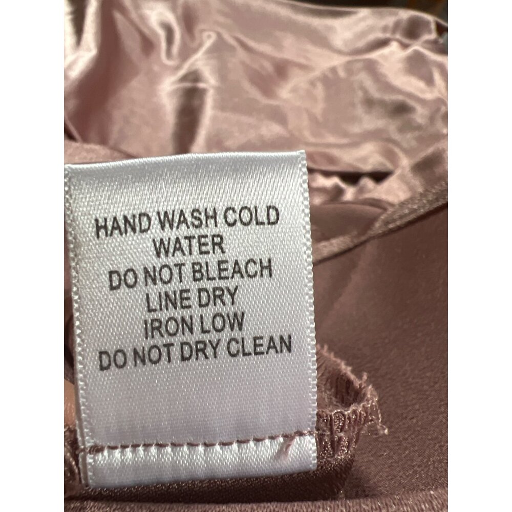 Favlux Satin Cowl Neck Ruffle Hem Mini Cocktail Dress Rusty Rose Size Large NWT - Picture 3 of 5